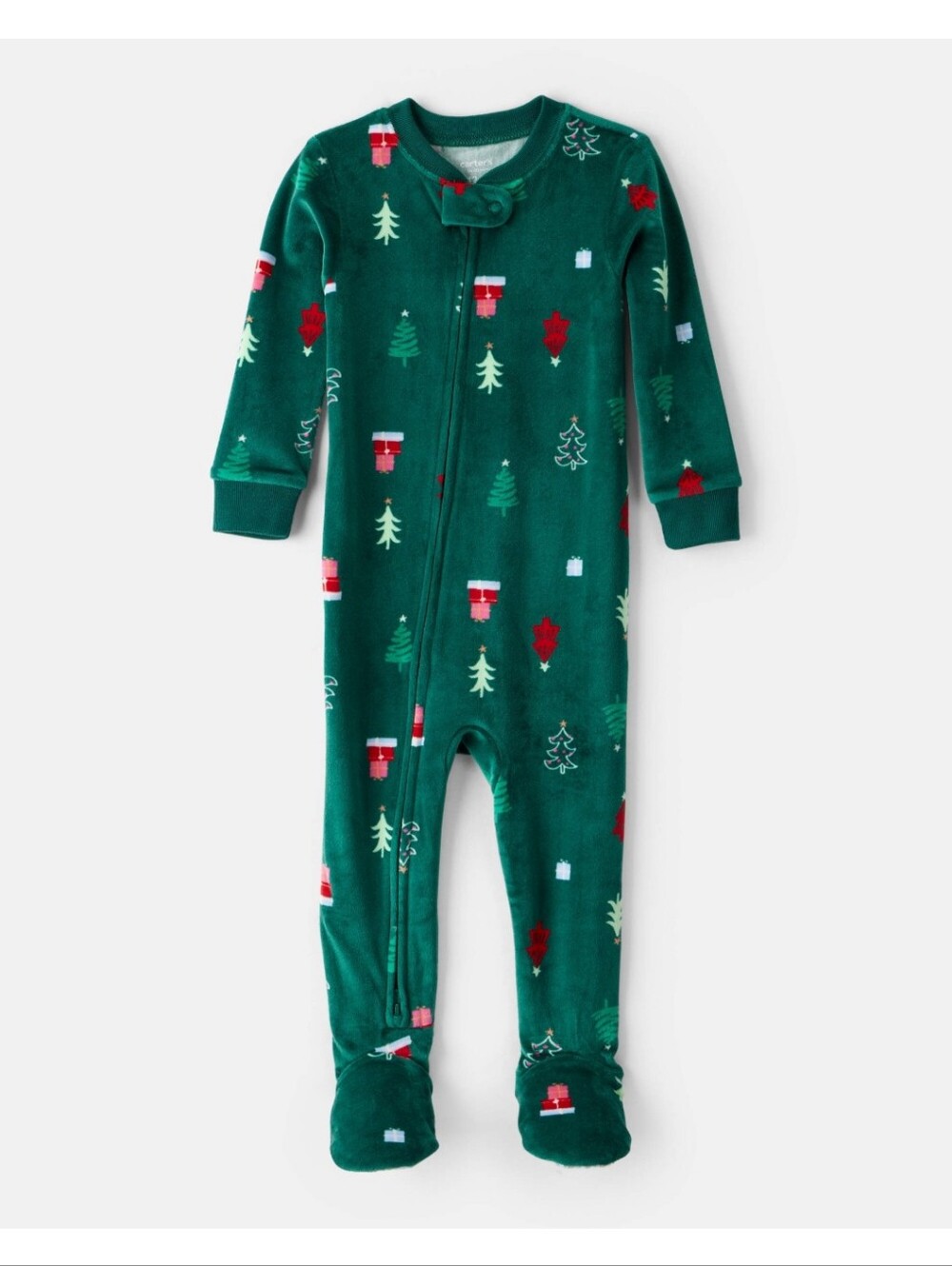 Carter's Toddler Christmas Tree Print Velour Long-Sleeve Loose Pyjama E4